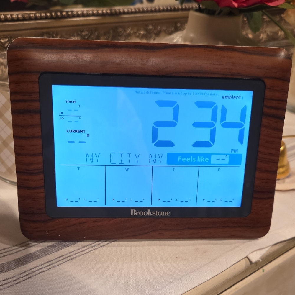 Brookstone Brown Digital Weather Time Display
